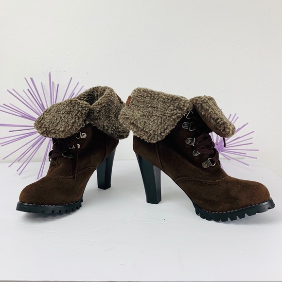🎊HP🎊 Brown Suede Lace Up Heeled Boot - Picture 2 of 8